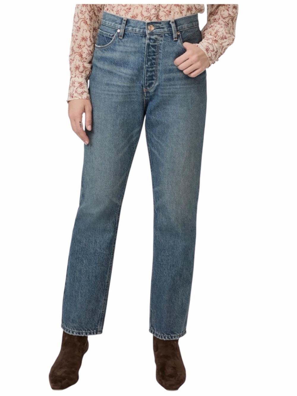 NWT Paige Billy High Waist Ankle Straight Leg Jeans in Signature Wash Size 28